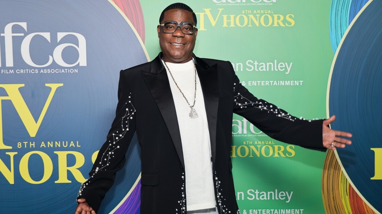 Tracy Morgan wearing glasses and a pearled black blazer at the 8th Annual AAFCA TV Honors in 2026