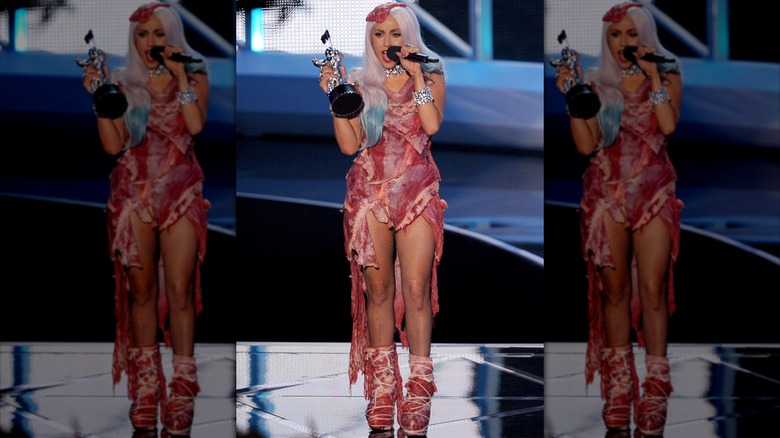 Lady Gaga accepting an award at the 2010 MTV Video Music Awards