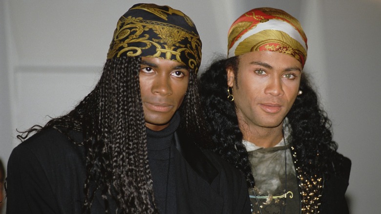 Milli Vanilli walk the red carpet in 1990