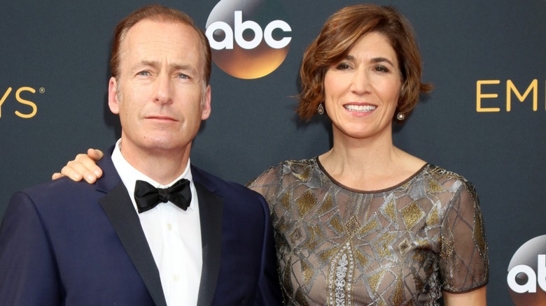 Bob Odenkirk in a tux and Naomi Odenkirk at the Emmy Awards