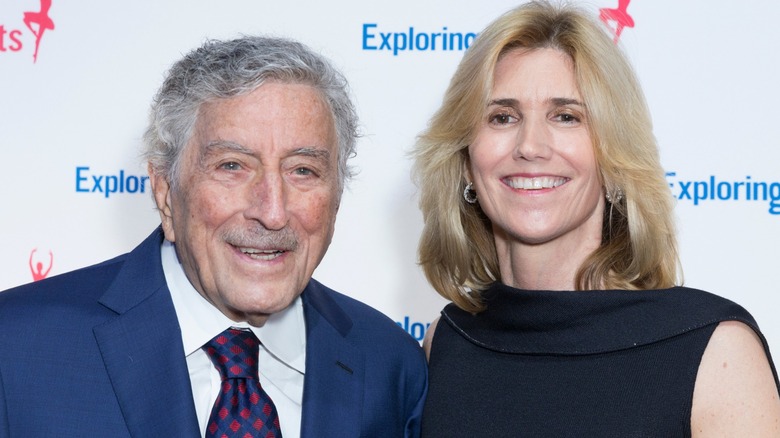 Susan Benedetto and Tony Bennett smiling at a fundraiser event.