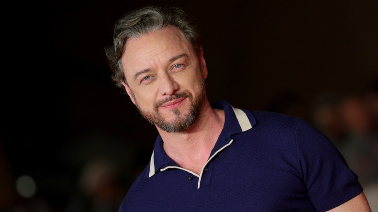James McAvoy wearing a navy blue polo at a film festival in 2025