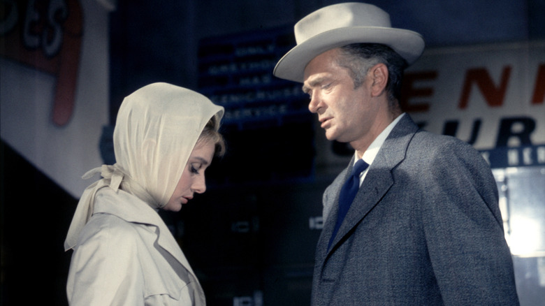 Audrey Hepburn and Buddy Ebsen in "Breakfast at Tiffany's"