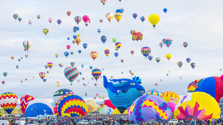 Yoda and Darth Vader hot air balloons at Albuquerque International Balloon Fiesta