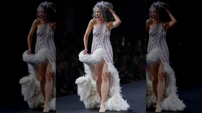 Andie MacDowell walking