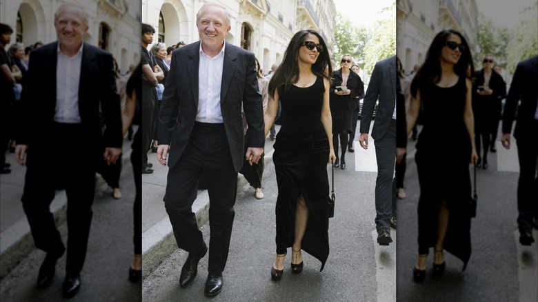 Salma Hayek and François-Henri Pinault walking