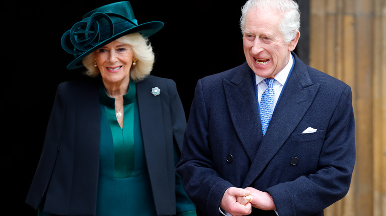 Queen Camilla and King Charles III at the Easter Sunday Matinal service