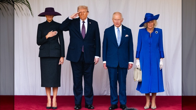Melania Trump, Donald Trump, King Charles, and Queen Camilla at a photo call