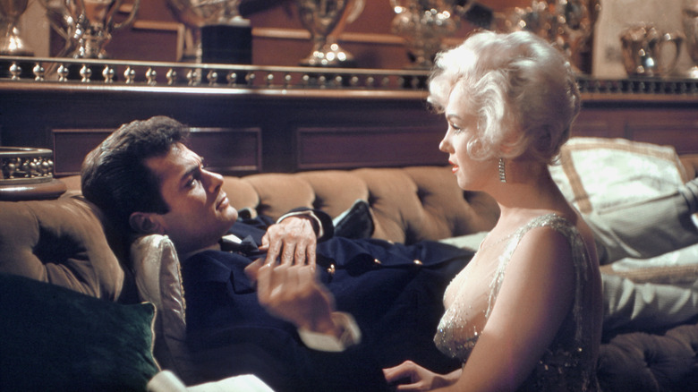 Marilyn Monroe and Tony Curtis during a scene from "Some Like it Hot"