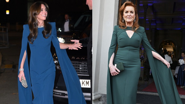 Prince William, Prince of Wales and Catherine, Princess of Wales attend The Royal Variety Performance 2023 at Royal Albert Hall on November 30, 2023 in London, England (2023); Sarah Ferguson attends the Perfect World Foundation's Honorary Conservation Award red carpet on September 5, 2024 in Gothenburg, Sweden (2024)