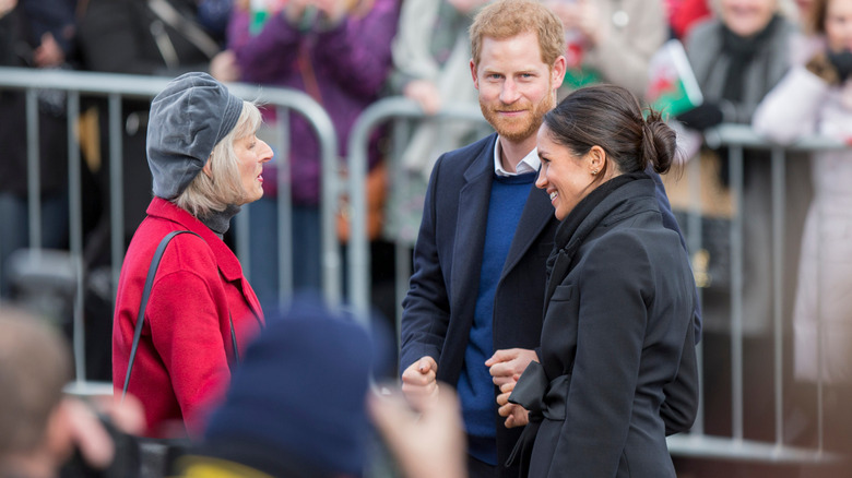 Prince Harry and Meghan Markle at a 2018 walkabout
