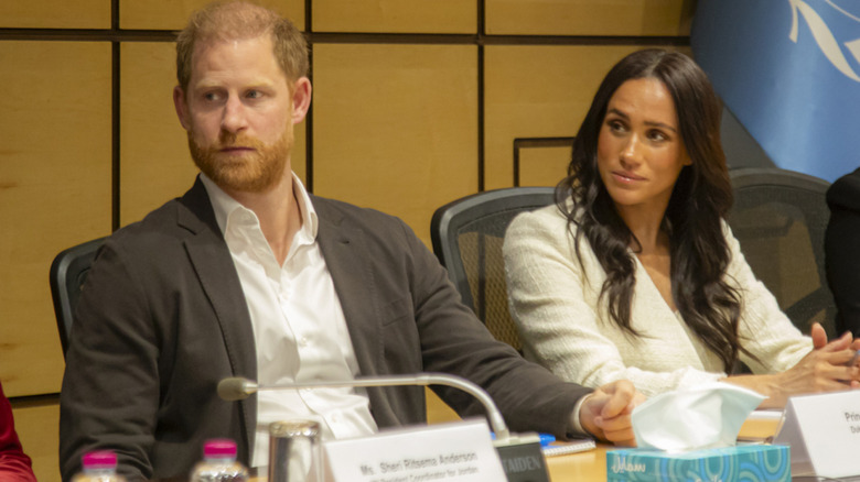 Prince Harry and Meghan Markle at a WHO round table