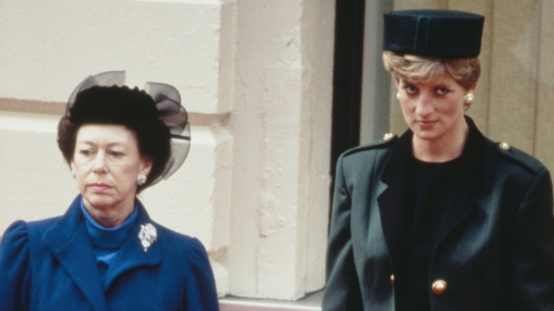 Princess Margaret and Princess Diana standing next to each other