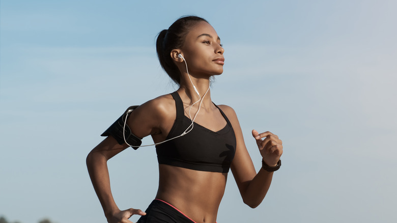 Woman running outside