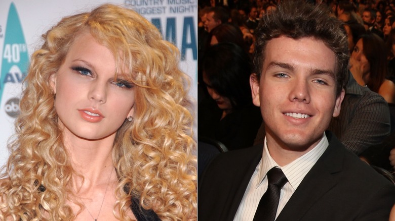 Taylor Swift poses for a photo during the 40th Annual CMA Awards at Gaylord Entertainment Center in Nashville, Tennessee on November 6, 2004 (2004); Taylor Swift's brother Austin Swift attends the 2011 People's Choice Awards at Nokia Theatre L.A. Live on January 5, 2011 in Los Angeles, California (2011)