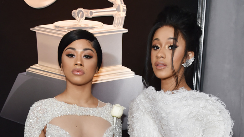 Hennessy Carolina and recording artist Cardi B attend the 60th Annual GRAMMY Awards at Madison Square Garden on January 28, 2018 in New York City (2018)
