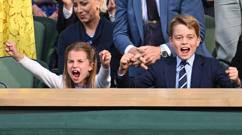 Princess Charlott eand Prince George cheer on athletes at Wimbledon