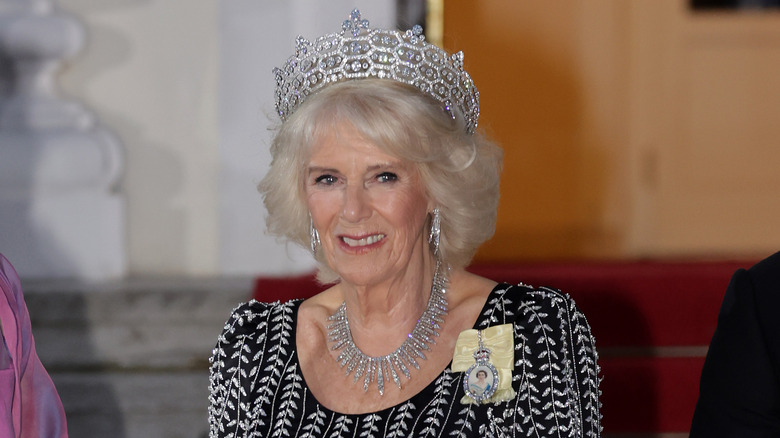 Queen Consort Camilla wearing black