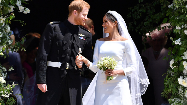 Prince Harry and Meghan Markle on their wedding day