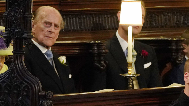 Prince Philip watching Prince Harry and Meghan Markle's wedding