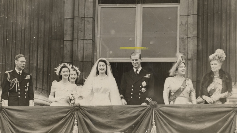 Queen Elizabeth II and Prince Philip smiling on their wedding day
