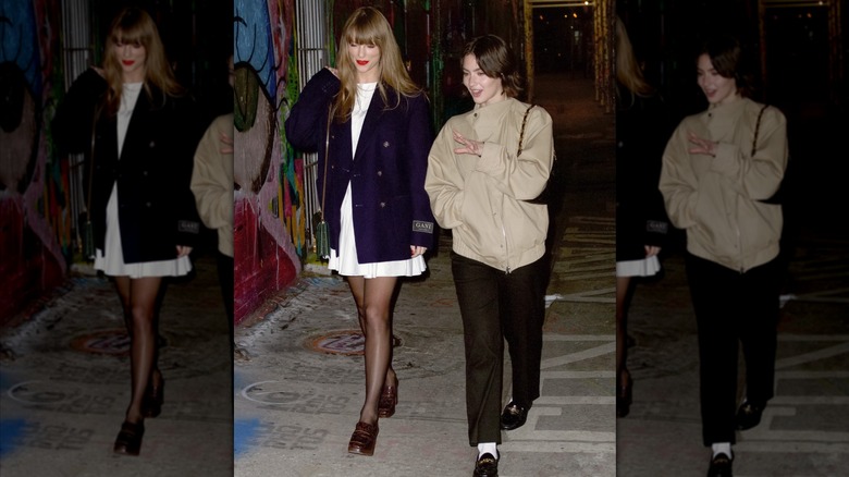 Taylor Swift and Gracie Abrams are seen on November 13, 2023 in New York City.