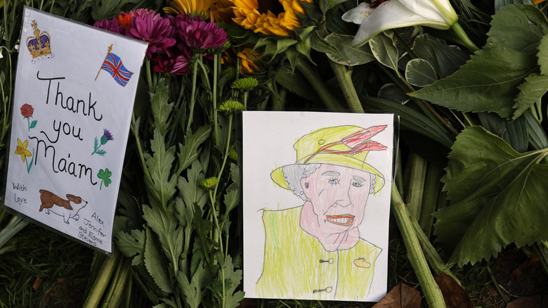 A child's drawing in tribute to Queen Elizabeth II