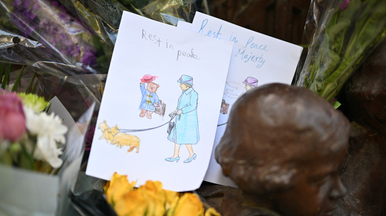 A child's drawing in tribute to Queen Elizabeth II
