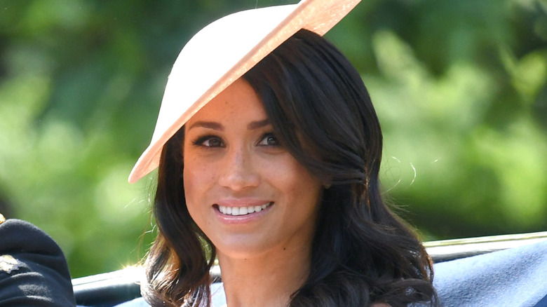 Meghan Markle smiling during Trooping the Color 2018