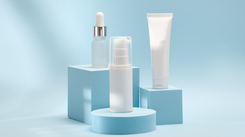 Bottles of skincare products