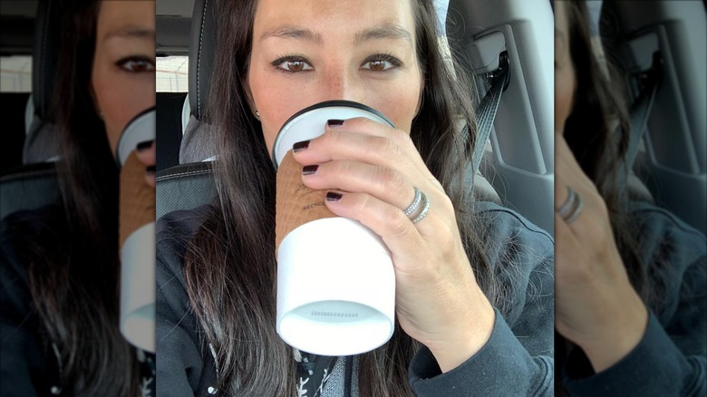 Joanna Gaines drinking coffee