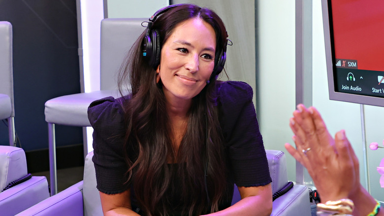 Joanna Gaines wearing headphones during a 2021 TODAY Show Radio event