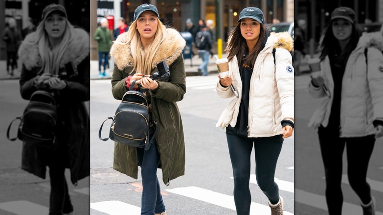Alex Cooper and Sofia Franklyn walking through New York in 2019