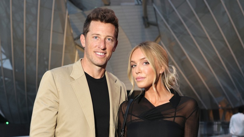 Matt Kaplan and Alex Cooper outside the Foundation Louis Vuitton in Paris