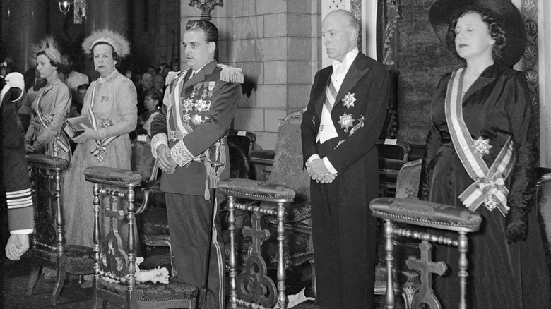 Black & white photo of Monaco's royal family