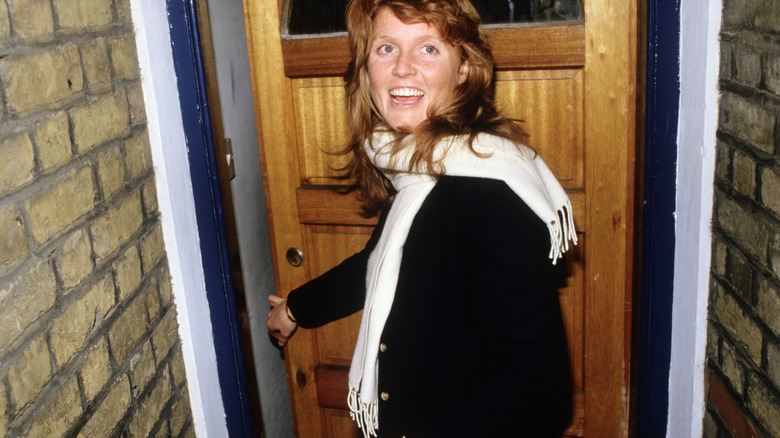 Sarah Ferguson, Duchess of York, entering her flat in Clapham, U.K.