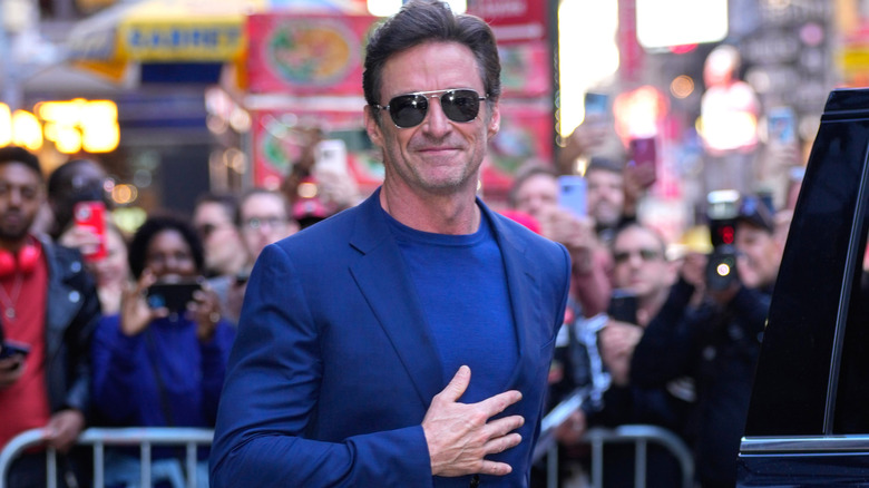 Hugh Jackman in front of a crowd