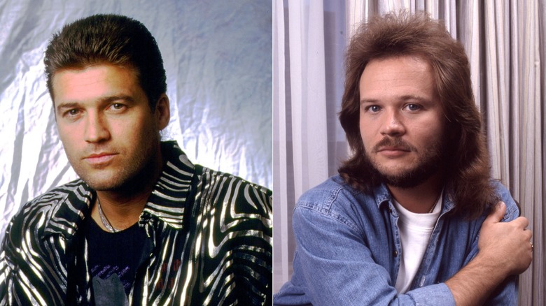 Side by side images of Billy Ray Cyrus and Travis Tritt, both photographed in the early '90s