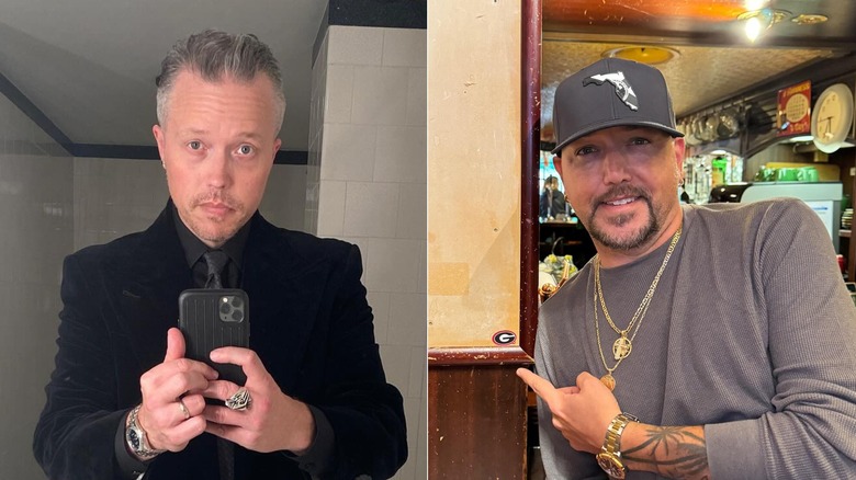 Side by side images of Jason Isbell and Jason Aldean, both via Instagram
