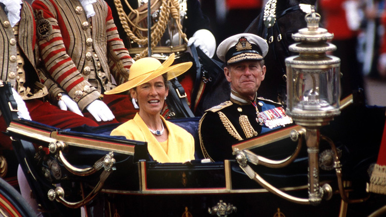 Prince Philip and Susan Barrantes in a carriage