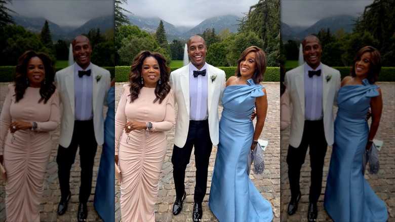 Oprah Winfrey, William Bumpus, and Gayle King at the wedding of William Bumpus.