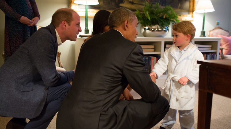 George meets Barack Obama 