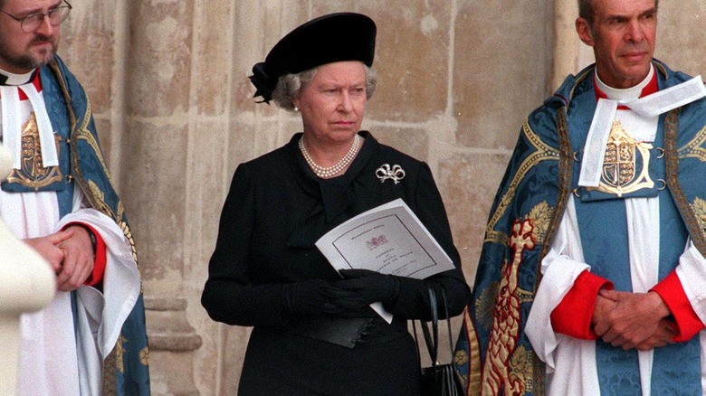 Queen Elizabeth II at Princess Diana's funeral