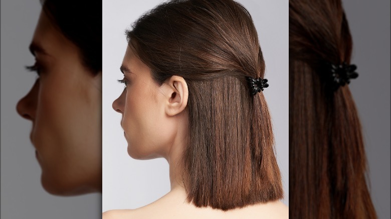 half updo with clip