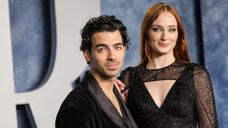 Smiling Joe Jonas and Sophie Turner at the 2023 Vanity Fair Oscar Party