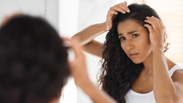 woman with dandruff