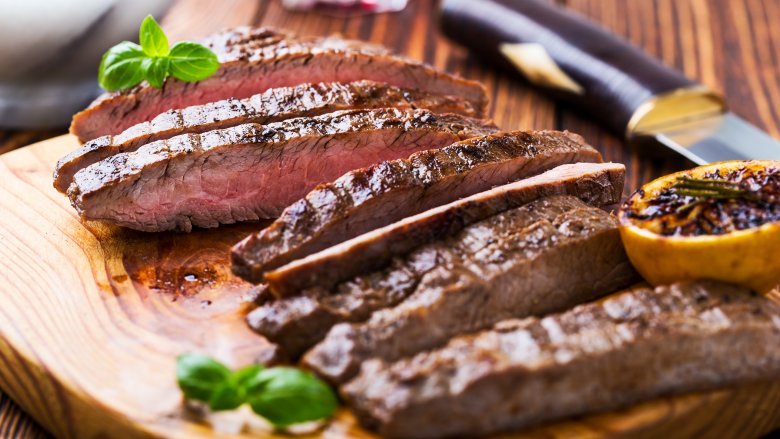 Flank steak with basil and lemon