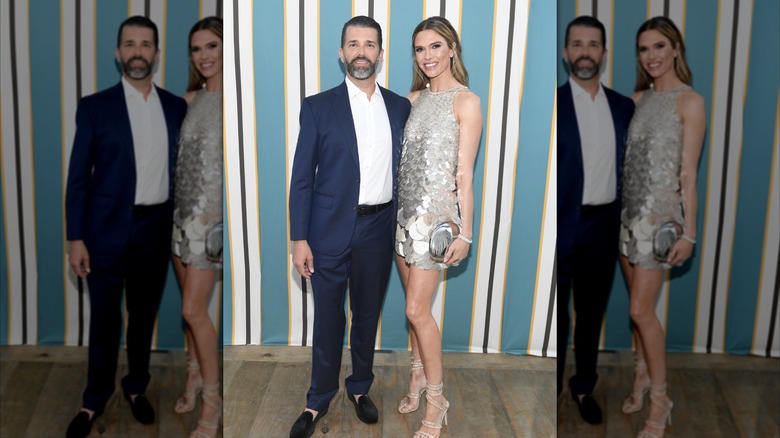 Bettina Anderson and Donald Trump Jr posing at the amfAR Palm Beach Gala in Florida, 2025.