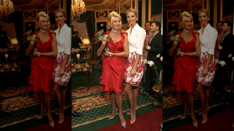 Ivana and Ivanka Trump posing together at a cocktail party in New York, 2007.