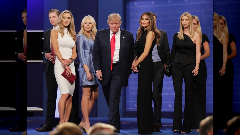 The Trump family standing together at the third Presidential debate in 2016.